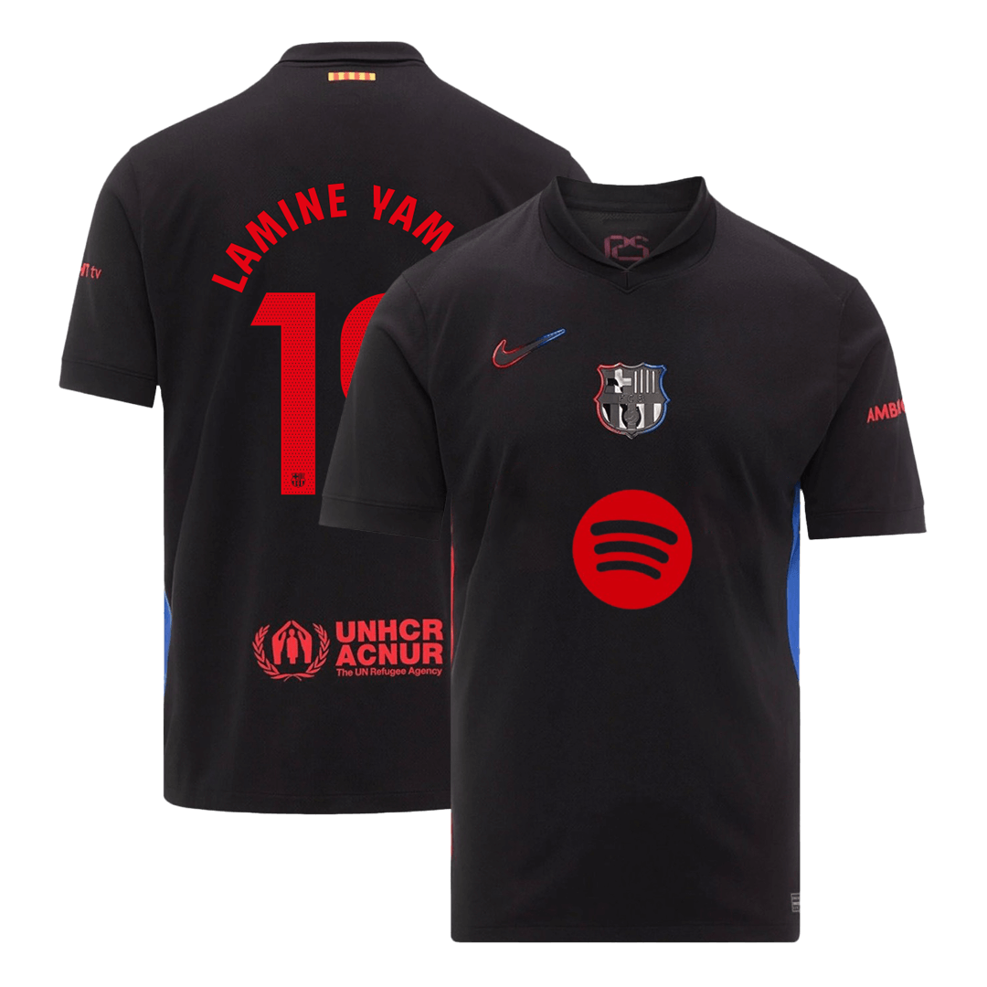 LAMINE YAMAL #19 Barcelona gostujoči nogometni dres 2024/25 - Logotip Spotify brez besedila