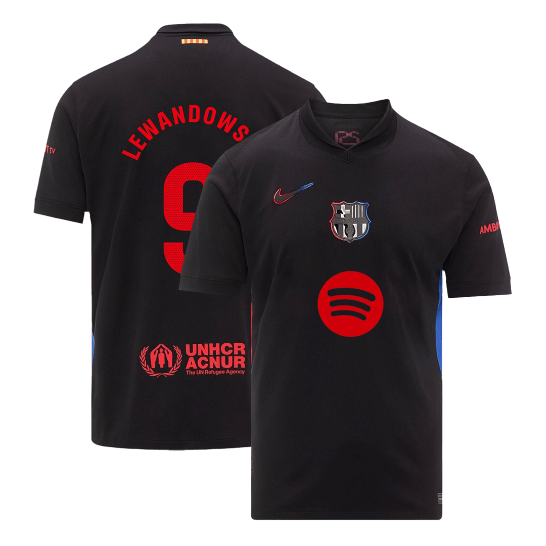Camiseta de fútbol del Barcelona LEWANDOWSKI #9 Visitante Personalizada 2024/25 Logo de Spotify Sin Texto