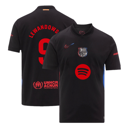 Camiseta de fútbol del Barcelona LEWANDOWSKI #9 Visitante Personalizada 2024/25 Logo de Spotify Sin Texto