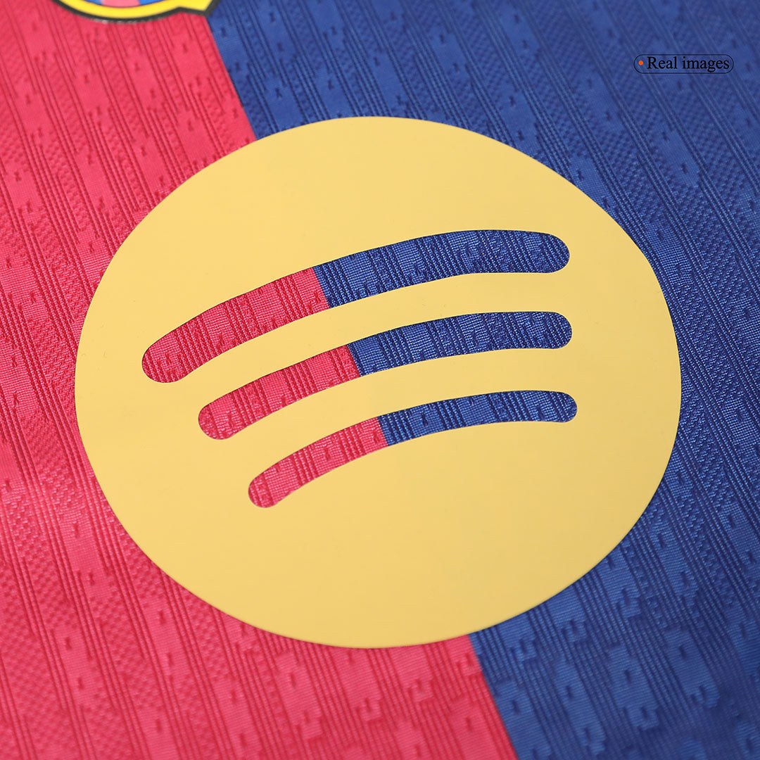 RAPHINHA #11 Avtentični domači nogometni dres Barcelone 2024/25, rdeče-moder – UCL (logo Spotify brez besedila)