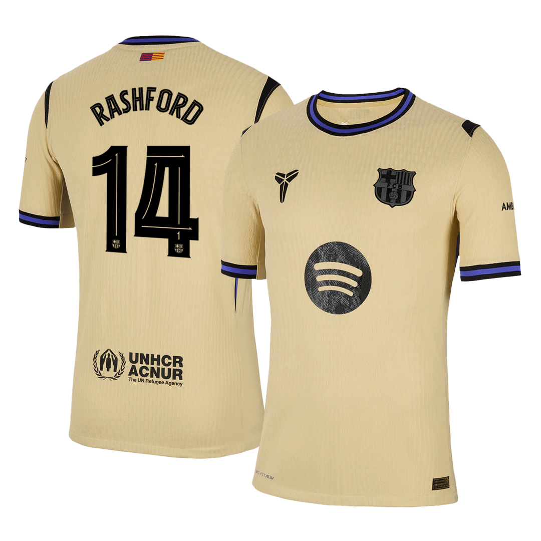 RASHFORD #14 Authentic Barcelona gostujo?a nogometna majica 2025/26 rumena - UCL