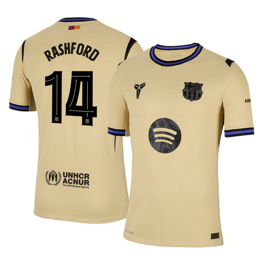 RASHFORD #14 Authentic Barcelona gostujo?a nogometna majica 2025/26 rumena - UCL